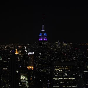 Preview wallpaper night city, buildings, aerial view, dark, cityscape, new york