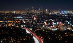 Preview wallpaper night city, buildings, aerial view, architecture, metropolis, dark