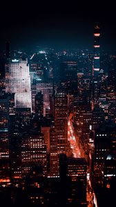 Preview wallpaper night city, buildings, aerial view, architecture, new york, usa