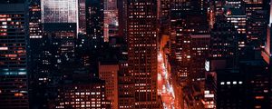 Preview wallpaper night city, buildings, aerial view, architecture, new york, usa