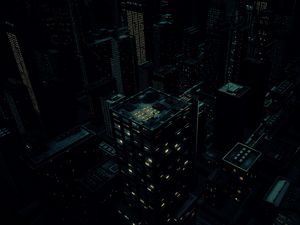 Preview wallpaper night city, buildings, aerial view, dark, art