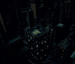 Preview wallpaper night city, buildings, aerial view, dark, art