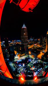 Preview wallpaper night city, buildings, aerial view, lights, overview, cityscape