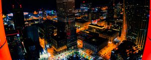 Preview wallpaper night city, buildings, aerial view, lights, overview, cityscape