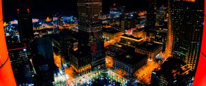 Preview wallpaper night city, buildings, aerial view, lights, overview, cityscape