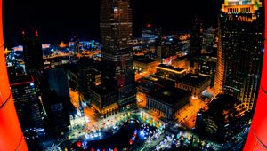 Preview wallpaper night city, buildings, aerial view, lights, overview, cityscape