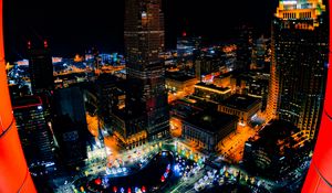 Preview wallpaper night city, buildings, aerial view, lights, overview, cityscape