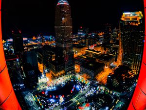 Preview wallpaper night city, buildings, aerial view, lights, overview, cityscape