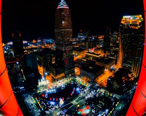 Preview wallpaper night city, buildings, aerial view, lights, overview, cityscape