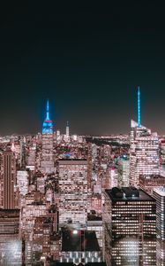 Preview wallpaper night city, buildings, aerial view, metropolis, new york