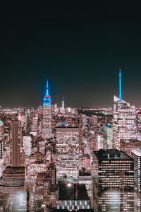 Preview wallpaper night city, buildings, aerial view, metropolis, new york