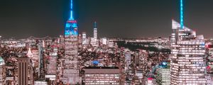 Preview wallpaper night city, buildings, aerial view, metropolis, new york