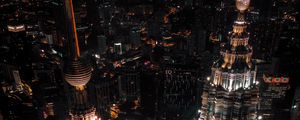 Preview wallpaper night city, buildings, aerial view, skyscrapers, metropolis