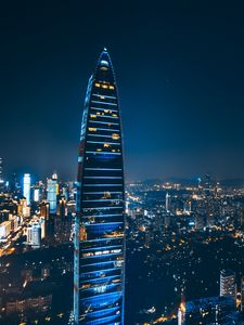Preview wallpaper night city, buildings, aerial view, metropolis, lights
