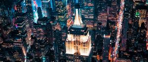 Preview wallpaper night city, buildings, aerial view, metropolis, lights, dark