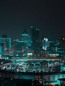 Preview wallpaper night city, buildings, architecture, lights, cityscape