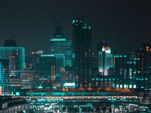 Preview wallpaper night city, buildings, architecture, lights, cityscape