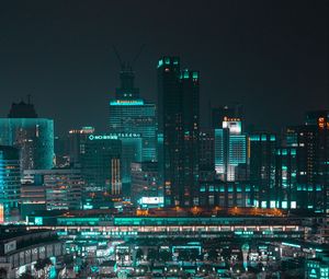 Preview wallpaper night city, buildings, architecture, lights, cityscape