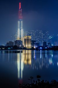 Preview wallpaper night city, buildings, architecture, water, reflection