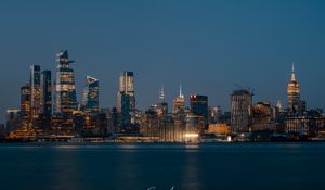 Preview wallpaper night city, buildings, architecture, panorama, new york