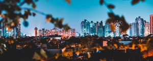 Preview wallpaper night city, buildings, architecture, lights, panorama