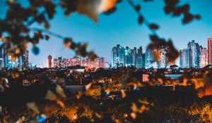Preview wallpaper night city, buildings, architecture, lights, panorama