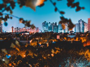 Preview wallpaper night city, buildings, architecture, lights, panorama
