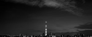 Preview wallpaper night city, buildings, architecture, panorama, dark, bw