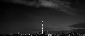 Preview wallpaper night city, buildings, architecture, panorama, dark, bw