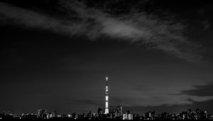 Preview wallpaper night city, buildings, architecture, panorama, dark, bw