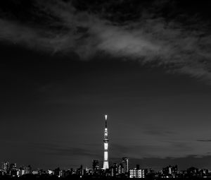 Preview wallpaper night city, buildings, architecture, panorama, dark, bw