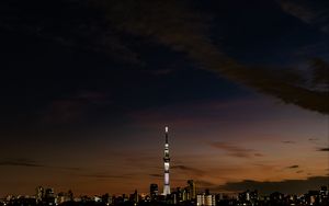 Preview wallpaper night city, buildings, architecture, panorama, dark