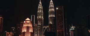 Preview wallpaper night city, buildings, architecture, kuala lumpur, malaysia