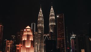 Preview wallpaper night city, buildings, architecture, kuala lumpur, malaysia