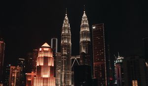 Preview wallpaper night city, buildings, architecture, kuala lumpur, malaysia