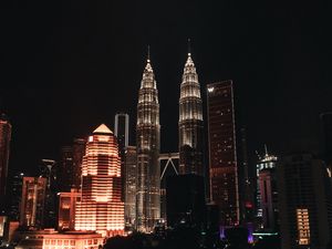 Preview wallpaper night city, buildings, architecture, kuala lumpur, malaysia