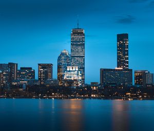 Preview wallpaper night city, buildings, architecture, usa, boston