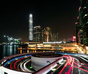 Preview wallpaper night city, buildings, architecture, skyscraper, lights