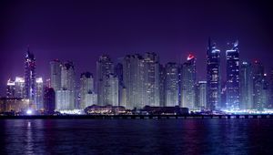 Preview wallpaper night city, buildings, architecture, water, lights, night