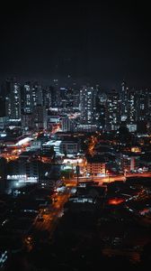 Preview wallpaper night city, buildings, architecture, lights, road, dark