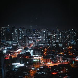Preview wallpaper night city, buildings, architecture, lights, road, dark