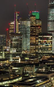 Preview wallpaper night city, buildings, architecture, tower, skyscrapers, lights