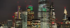 Preview wallpaper night city, buildings, architecture, tower, skyscrapers, lights