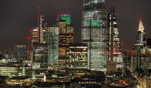 Preview wallpaper night city, buildings, architecture, tower, skyscrapers, lights