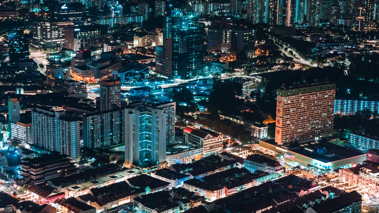 Wallpaper night city, buildings, architecture, apartments