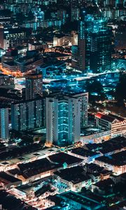 Preview wallpaper night city, buildings, architecture, apartments