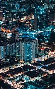 Preview wallpaper night city, buildings, architecture, apartments