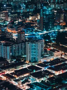 Preview wallpaper night city, buildings, architecture, apartments