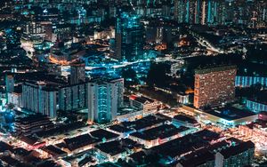 Preview wallpaper night city, buildings, architecture, apartments