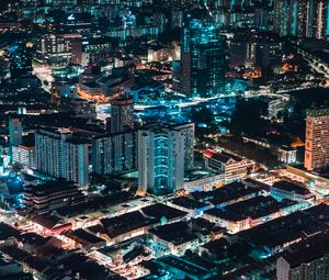 Preview wallpaper night city, buildings, architecture, apartments